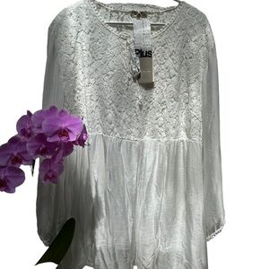 BELLAMBRA Plus Size Lace Long Sleeve Blouse NWT